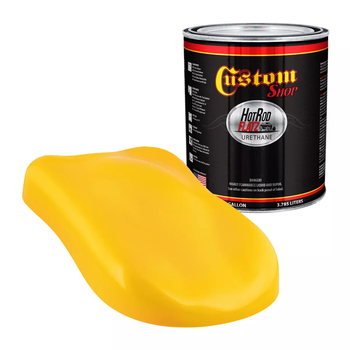 Citrus Yellow - Hot Rod Flatz Flat Matte Satin Urethane Auto Paint - Paint Gallon Only - Professional Low Sheen Automotive, Car Truck Coating, 4:1