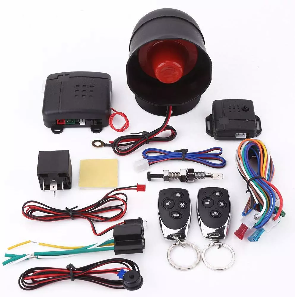 Fydun Car Alarm System Universal Car Alarm Security System Keyless Entry with 2 Remote Controls Siren